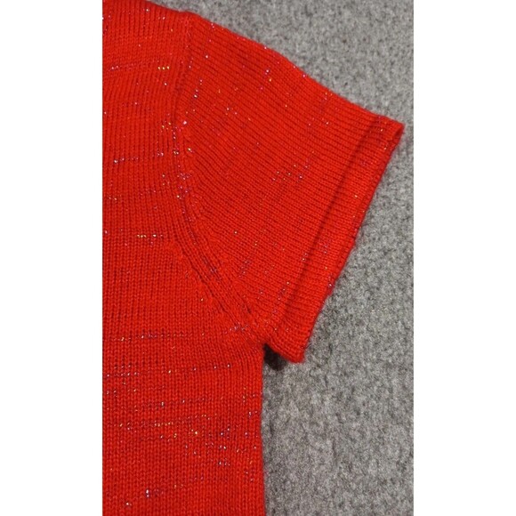 Faded Glory High Mock Neck Shirt Sleeve Sweater Dress Size L 10/12 Red Metallic - Picture 9 of 13